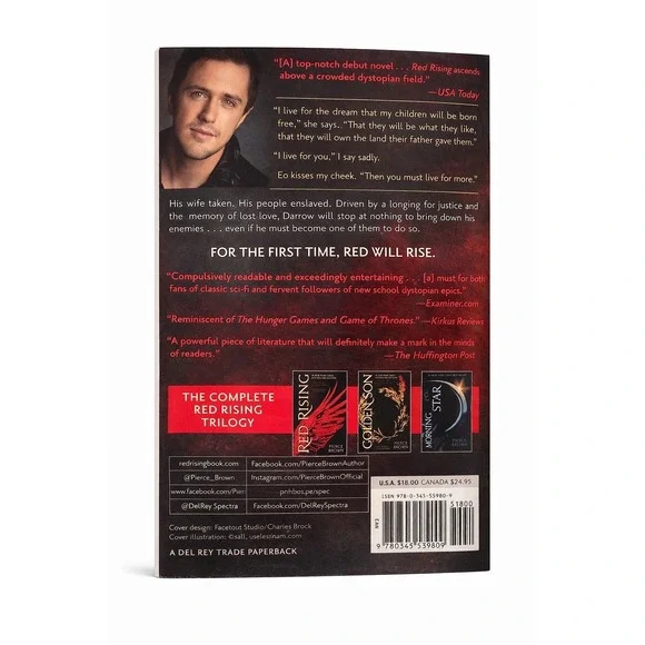 Red Rising Pierce Brown Book 1 Trilogy Trade Paperback Sci-Fi Dystopian Del Rey - Picture 2 of 2